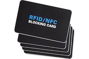 LUUMXAI RFID Blocking Card,5Pack Contactless NFC Debit Credit Card Passport Protector blocker,One RFID Card Protects Entire Wallet, without adding bulk Black