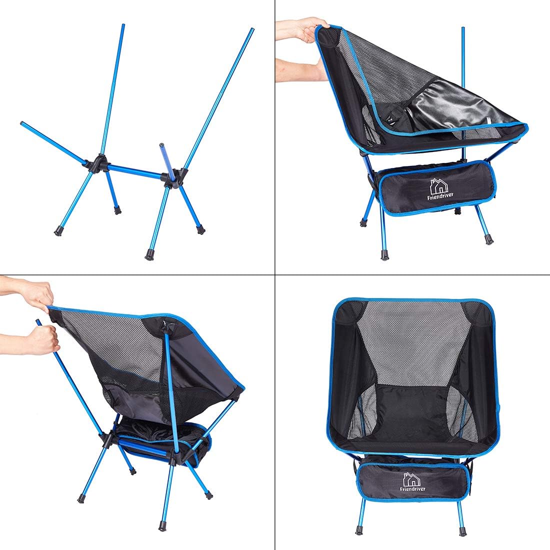Friendriver Portable Folding Camping Chair, Compact and Lightweight Outdoor Chair, Suitable for Outdoor Activities, Hiking, Camping, Picnic, Folding Chair with Portable Storage Bag: Kitchen & Dining