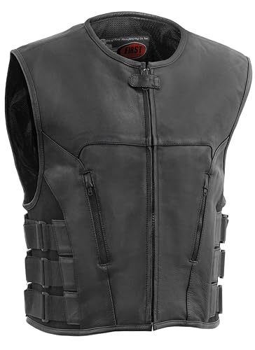 First Mfg Co - Commando - Men's Swat Style Leather Motorcycle Vest For ...