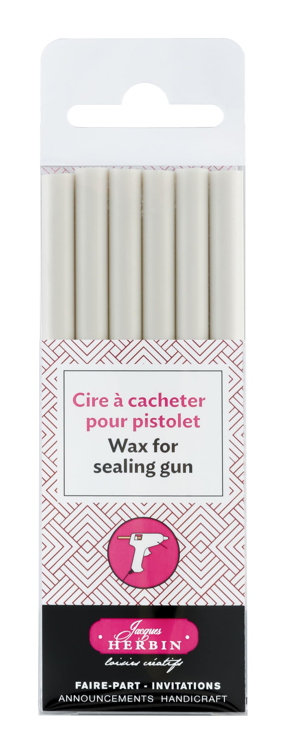 Jacques Herbin 35801T - Pack of 6 Special Sealing Wax Sticks - Made for Wax Gun - White Colour - Manufactured in France - Creative Art Tool - Correspondence
