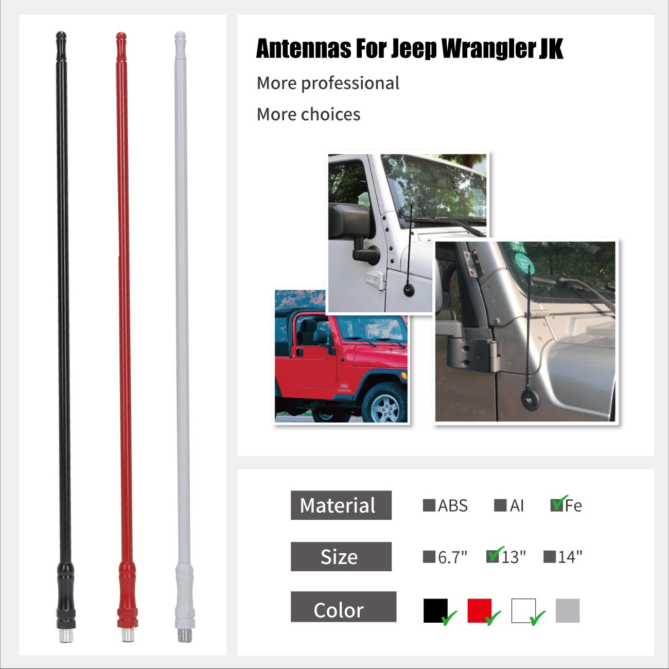 Boxatdoor For Jk Wrangler 13 8mm Am Fm Car Aerial Slender Metal Black Buy Online In Faroe Islands At Faroe Desertcart Com Productid