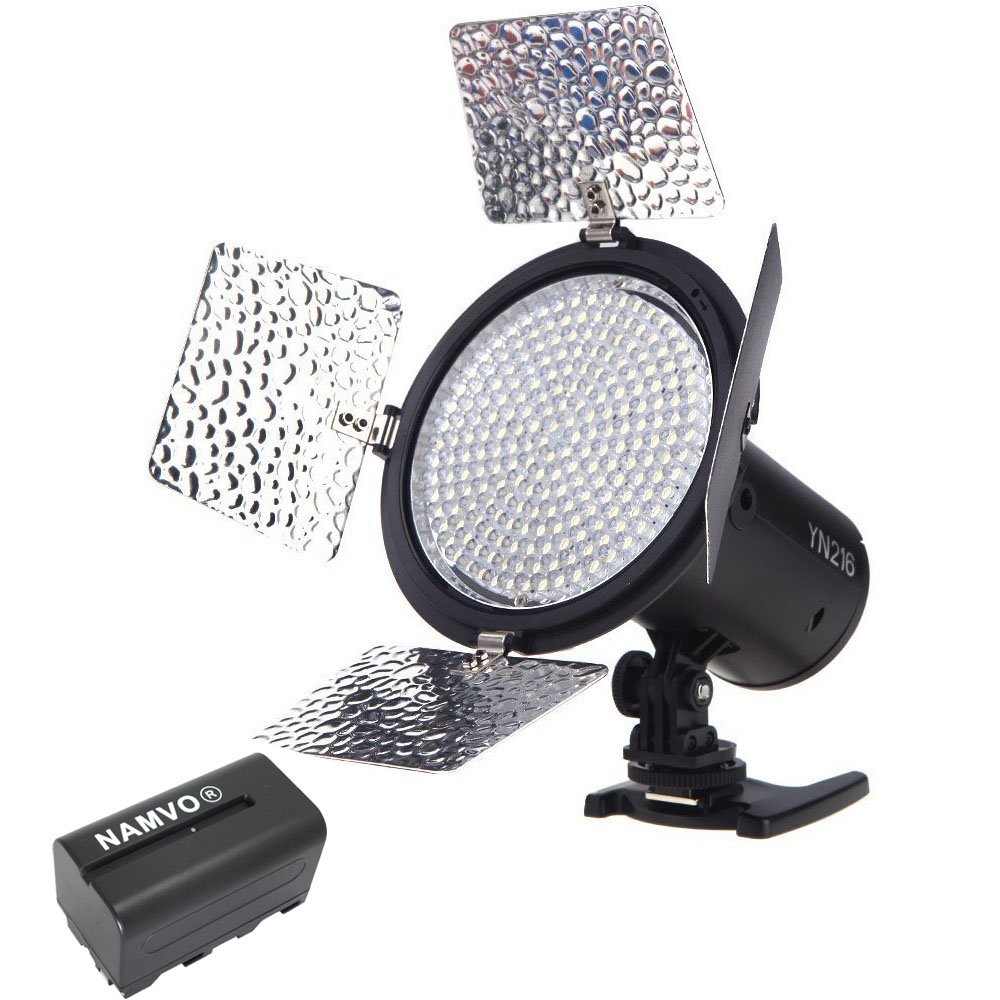 YONGNUO YN-216 LED Studio Video Light 5500K For Canon Nikon Sony Camcorder DSLR with NAMVO NP-F770 Battery and Battery Charger