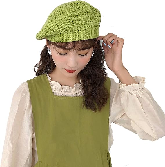Amazon Co Jp ベレー帽女性帽子女の子無地女性用ベレー帽フラットキャップハットフェルトベレー帽 グリーン 55 59cm ファッション