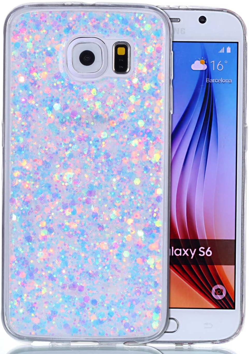 Galaxy S4 Case for Samsung Galaxy S6 Case Cover Galaxy S4 Roreikes Liquid Quicksand Bling Glitter Purple Flowing Liquid Gel Luxury Beautiful Ultra Slim Transparent Protective Back Case Cover Liquid Soft Silicone Clear Shock Absorption Bumper Shell Case Cover