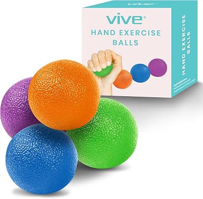 Vive Squeeze Balls Hand Therapy Grip Strengthener Set 4 Levels 5 cm