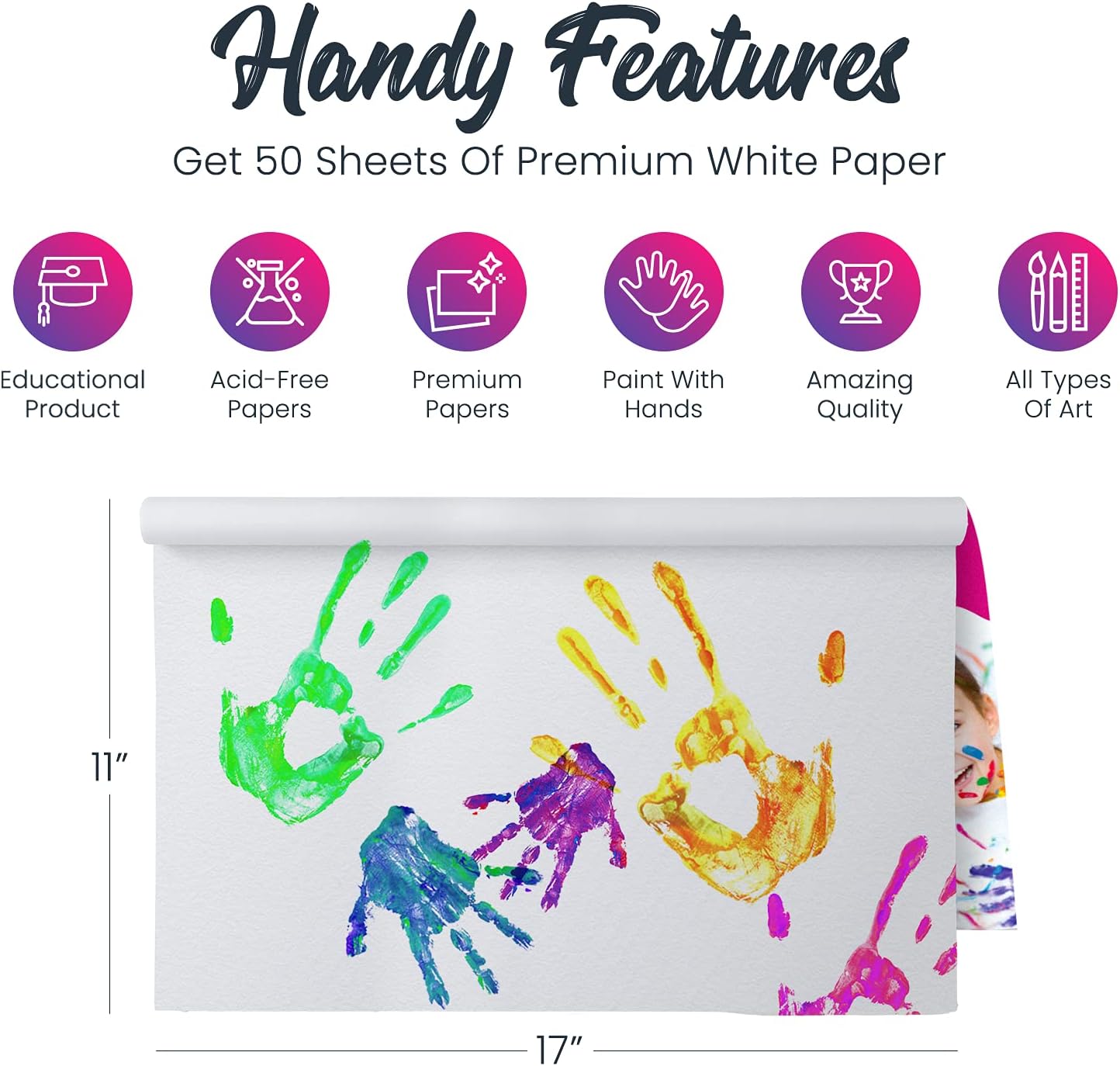 Lartique Finger Paint Pad - Painting Paper Book for Kids - 50 Non-Absorbent Bleedproof Sheets for Toddlers - 11” x 17” Art Paper for Finger Painting, Stamp Art - Watercolor Paper for Crafts Supplies: Arts, Crafts & Sewing