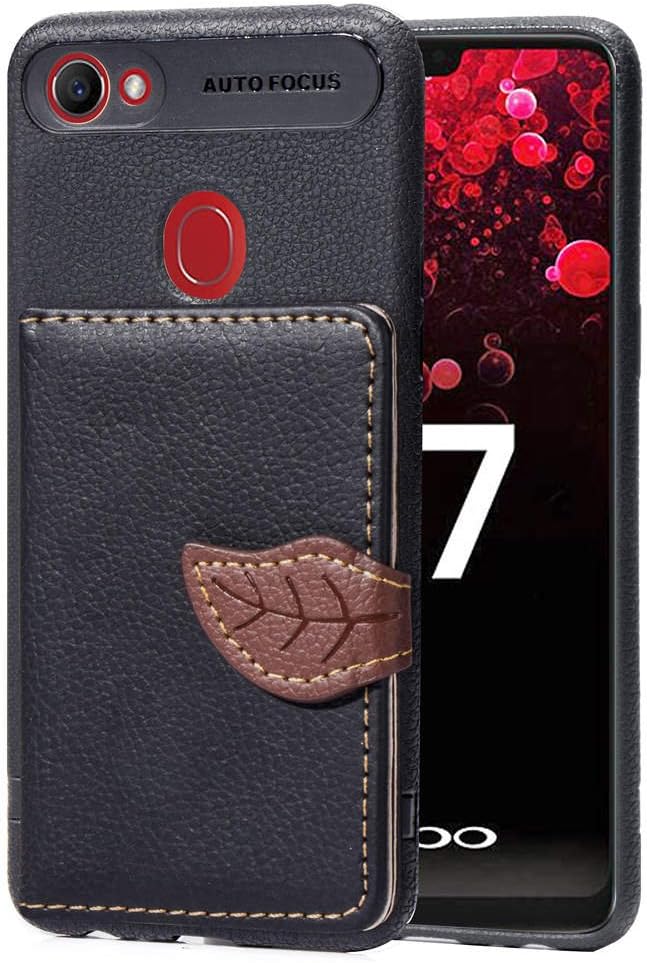 Case for OPPO F7, Oppo F7 Anti-Scratch Case, YFZYT PU Leather Case with Anti-drop Inner Soft TPU Bumper, Leaf Magnetic Closure, Card Holders and Kickstand Protective Back Case for OPPO F7, Black
