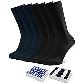 CLOSEMATE Mens Dress Crew Socks Combed Cotton Soft Breathable Durable Classic Solid & Patterned 6 Pairs
