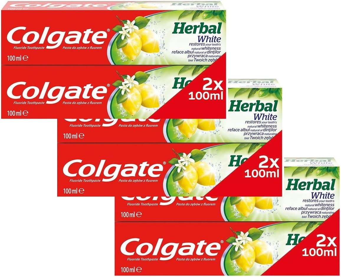 Colgate Herbal White with Lemon Oil, Large Tube [Authentic European] (Pack of 6)