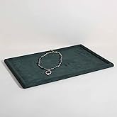 GemeShou Gemehou velvet Jewerly display tray, Top Microfiber Jewelry storage organizer plate, Empty Jewelry showcase tray for Necklace Bracelet Ring Earring Watch (Green-Large, 17.7 x 11.8 in)