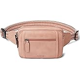 LATMAP 3L TRIPLE ZIP Fanny Packs Belt Bag For Women Men Crossbody Waist Pack Sling Chest Bum Travel Bag Purse Faux Leather Fashion Cute Light Pink