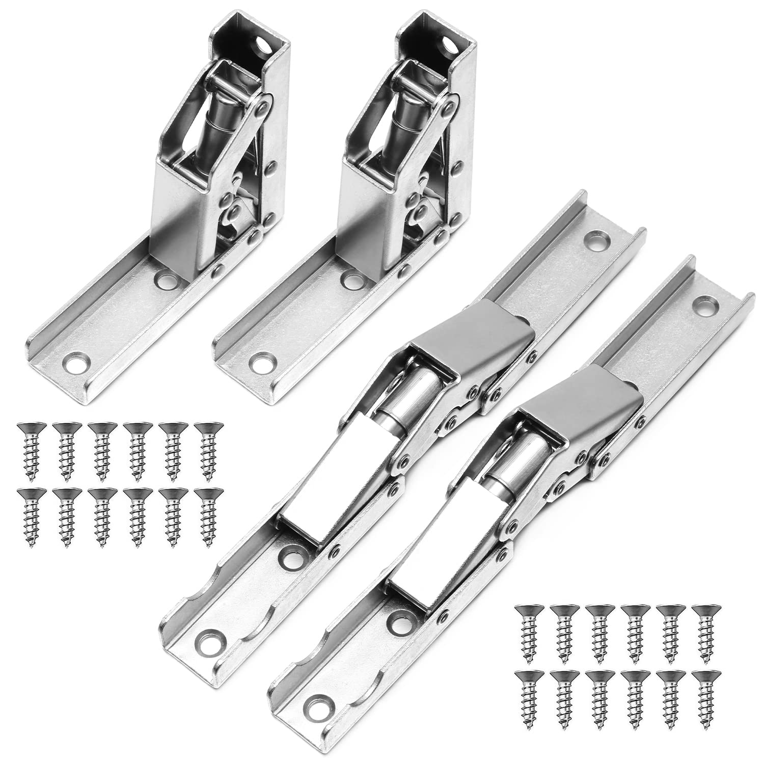 4 Pcs 90 Degree Folding Shelf Hinges, Steel Shelf Hinges Small, Hidden Kitchen Cabinet Hinge with Fixing Screws