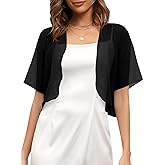Missufe Women's Summer Short Sleeve Cropped Shrugs Sheer Lightweight Chiffon Bolero Cardigans