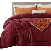 Bedsure Comforter Duvet Insert, Quilted Bedding Blanket, Oeko-TEX | People &amp; Editor-Tested Comforter, Down Alternative Fill, 8 Corner Tabs, Machine Washable, Burgundy, King 90x102 Inches