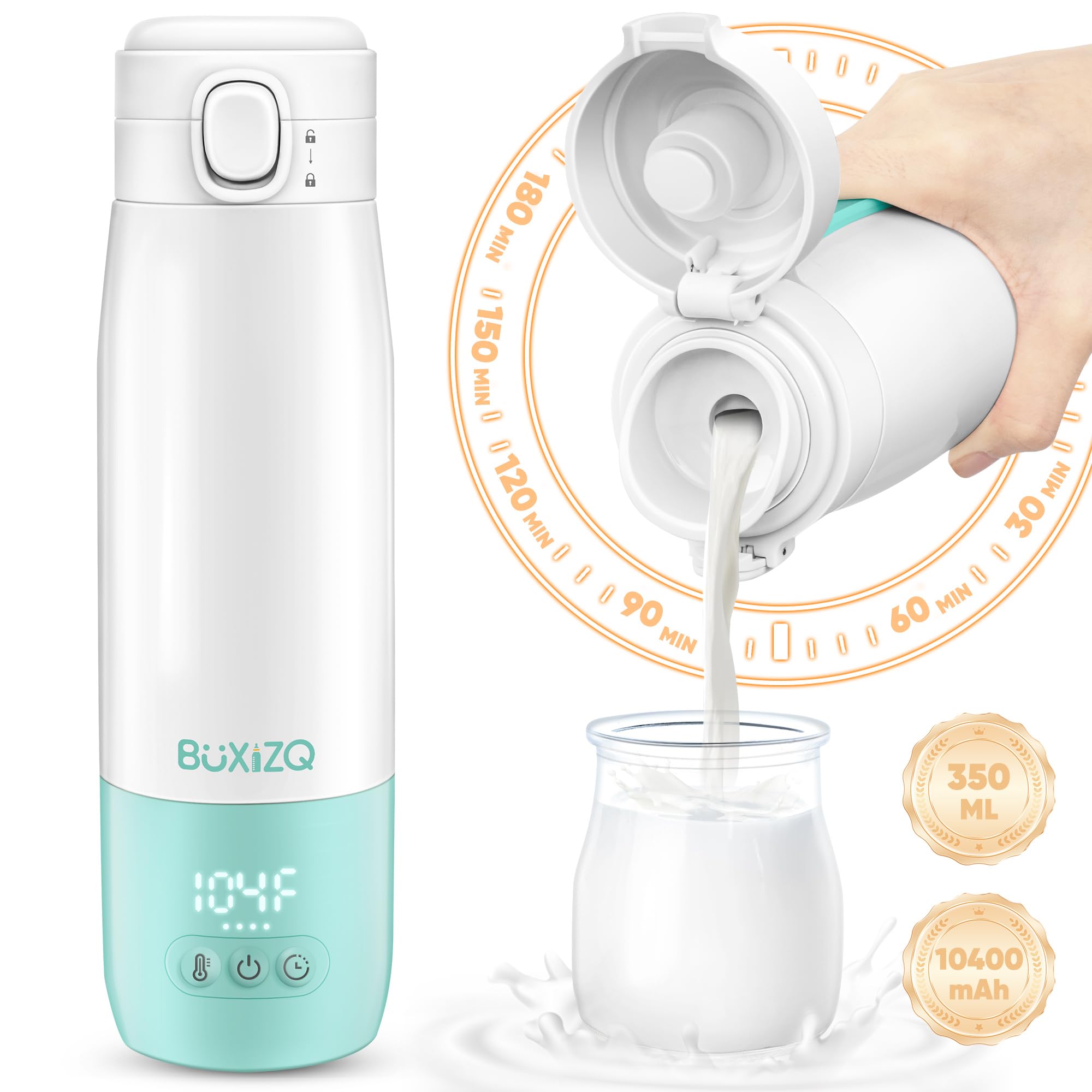 Photo 1 of Portable Bottle Warmer for Travel,Portable Milk Warmer for Baby-12oz Ceramic Heater Heating,Fast Charging & Cordless Portable Baby Bottle Warmer -Dual Heating Modes for Breast Milk & Water,Green