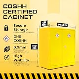 Horison Industries COSHH Cabinet 1000mm Yellow Fireproof Lockable Metal Storage view 2