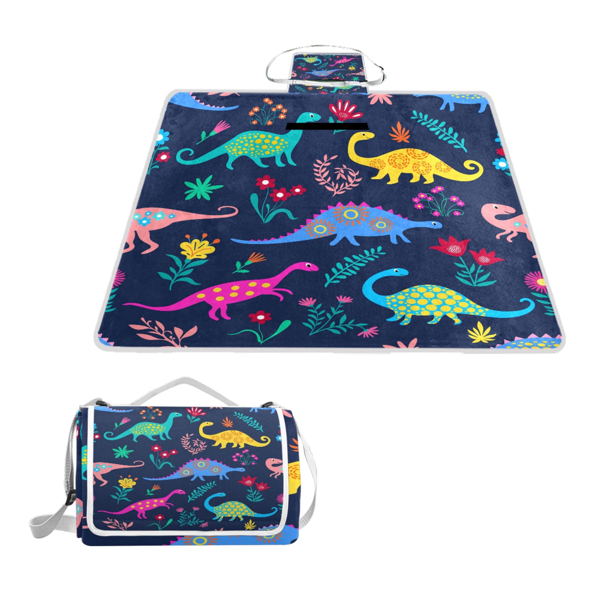 ALAZA Rectangle Waterproof Picnic Blanket, Dinosaurs Cute Kids Pattern Portable Folding Indoors Rug Outdoors Mat for Travel Hiking Camping Park, 150cm x 145cm