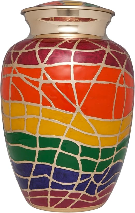 Ansons Urns Rainbow Cremation Urn with Gold Accents