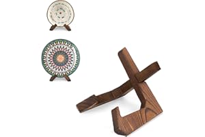 PUERSI Wooden Bowl Display Stand, 3.5 Inch Bowl Holder, Display Holders for Displaying Large Deep Plates, Platters and Dishes, 3.5" H x 4.8" W x 4" D (For Items under 2.5" in Depth)