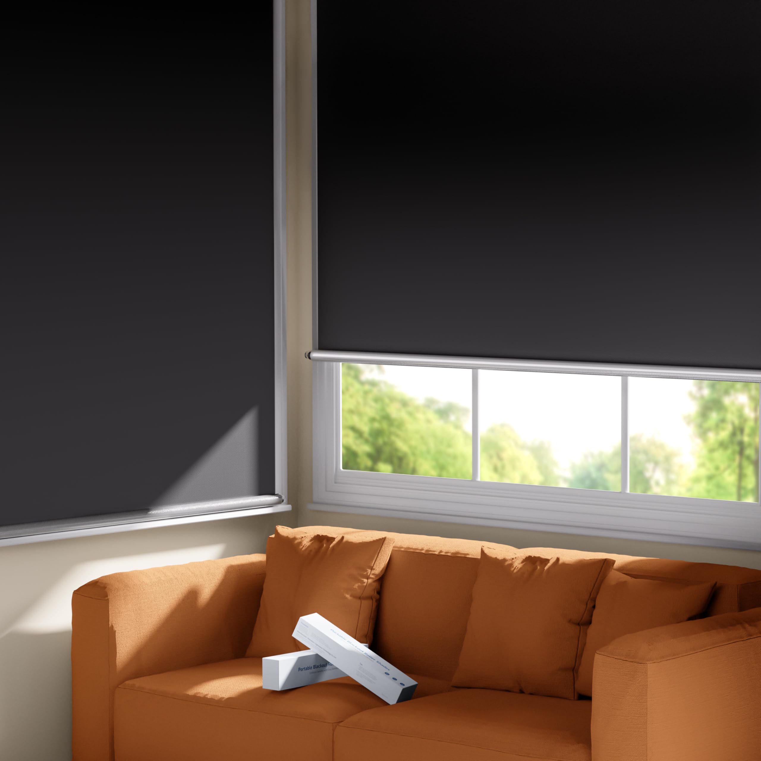 Photo 1 of TRYAST 100% Blackout Roller Shades, Cordless No Tools No Drill Blinds for Indoor Windows, Thermal Insulation UV Protection, Easy Install Blackout Curtains with Rod & Buckles(22" W*36" H)