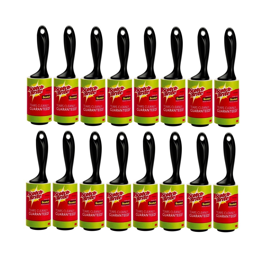 3M Scotch Brite Lint Roller Pet Hair Clothes Picker Fabric Dust Fluff Remover. (16 x Rollers)