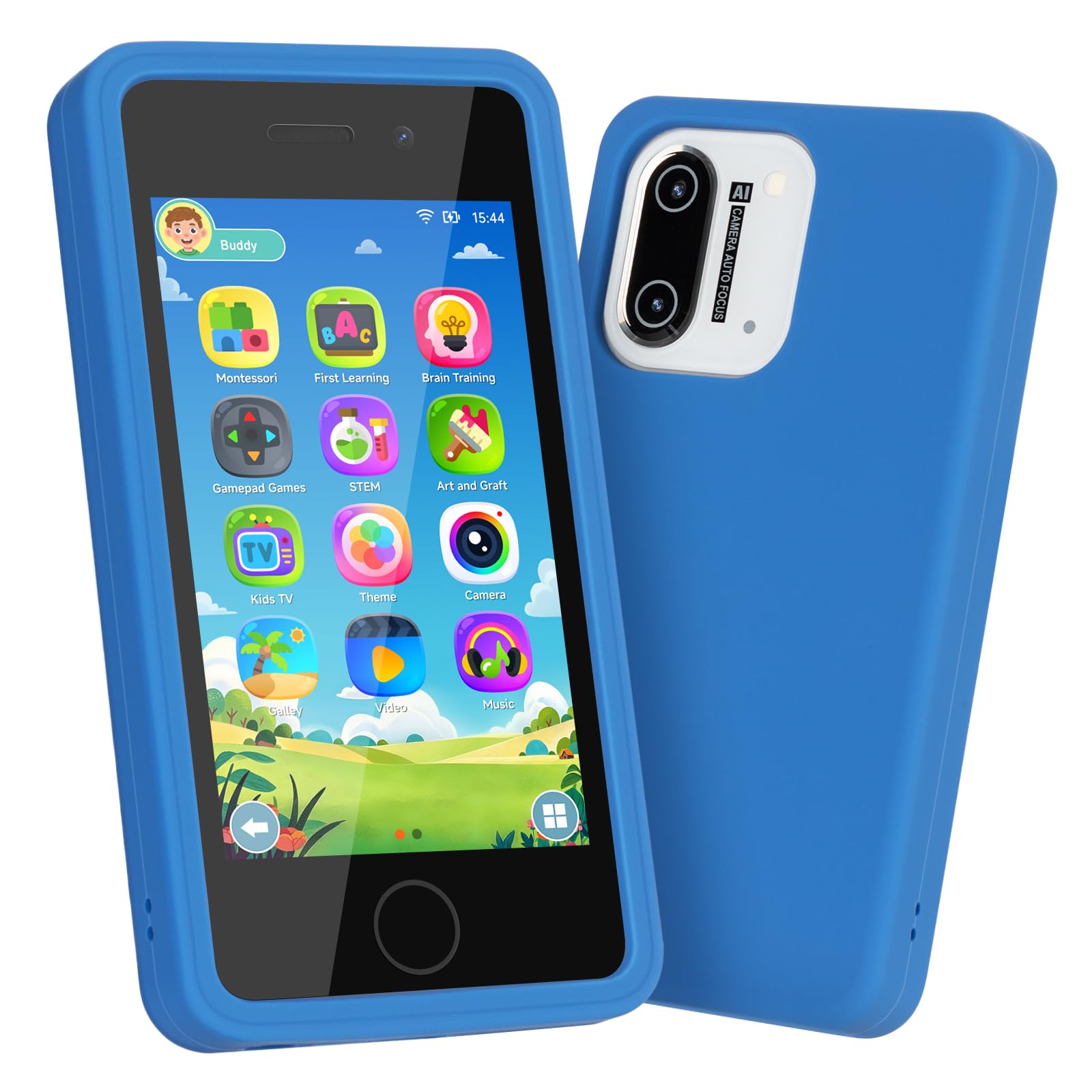 Photo 1 of 3.97" Touchscreen Kids Toys Smart Phone, Kids Phone with Games & Dual Camera, Toddler Toys Phone, Boys and Girls Learning Toy Phone for 3-9 Years Old (Blue)