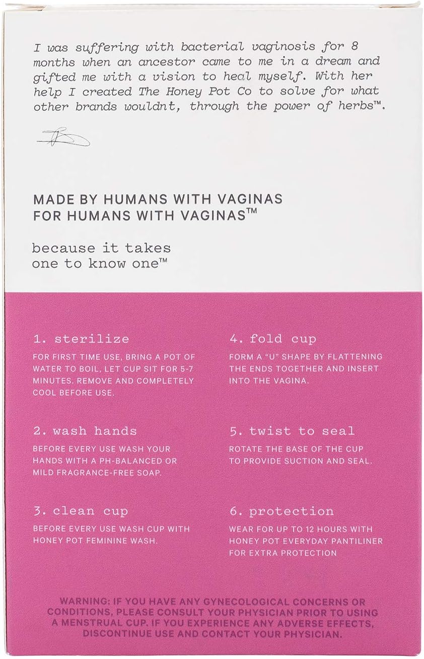The Honey Pot Company - Menstrual Cup - Natural Feminine Hygiene Products - Hypoallergenic and Flexible Medical-Grade Silicone - Reusable and Washable Protection for Periods - Size 1: Health & Personal Care