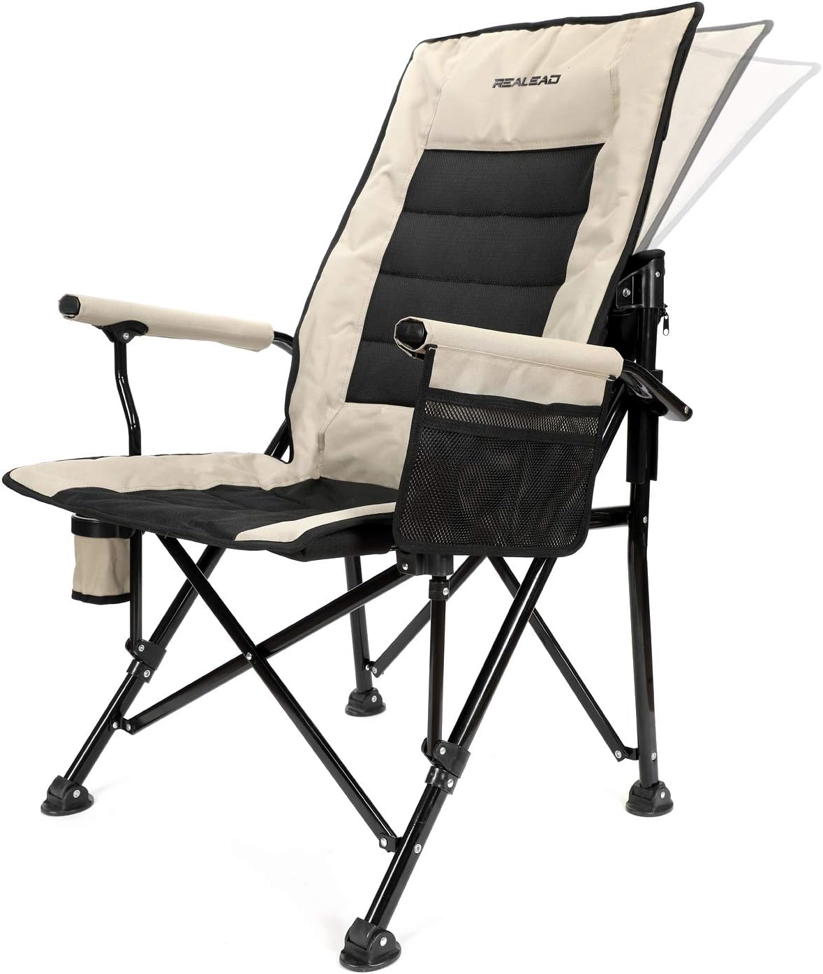 Realead Adjustable Oversized Camping Chair Heavy Duty Folding Chair High Back Support Beach Chair Travel Portable Chair Padded Hard Arm Steel Frame Outdoor Chair Supports 400 lbs: Kitchen & Dining