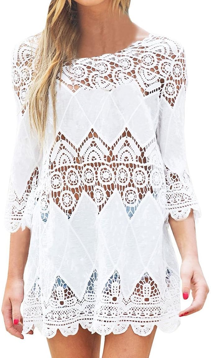 white crochet beach dress
