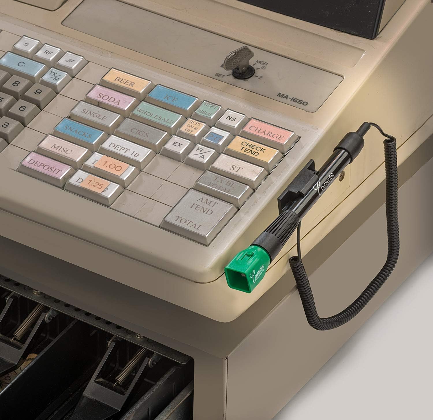 Dri Mark Dual Test - The Original Smart Money Pen with UV LED Cap Counterfeit Bill Detector System - 4 Dual Detectors UV Light/Pen Combinations Plus 2 Adhesive Holders with Coil : Office Products