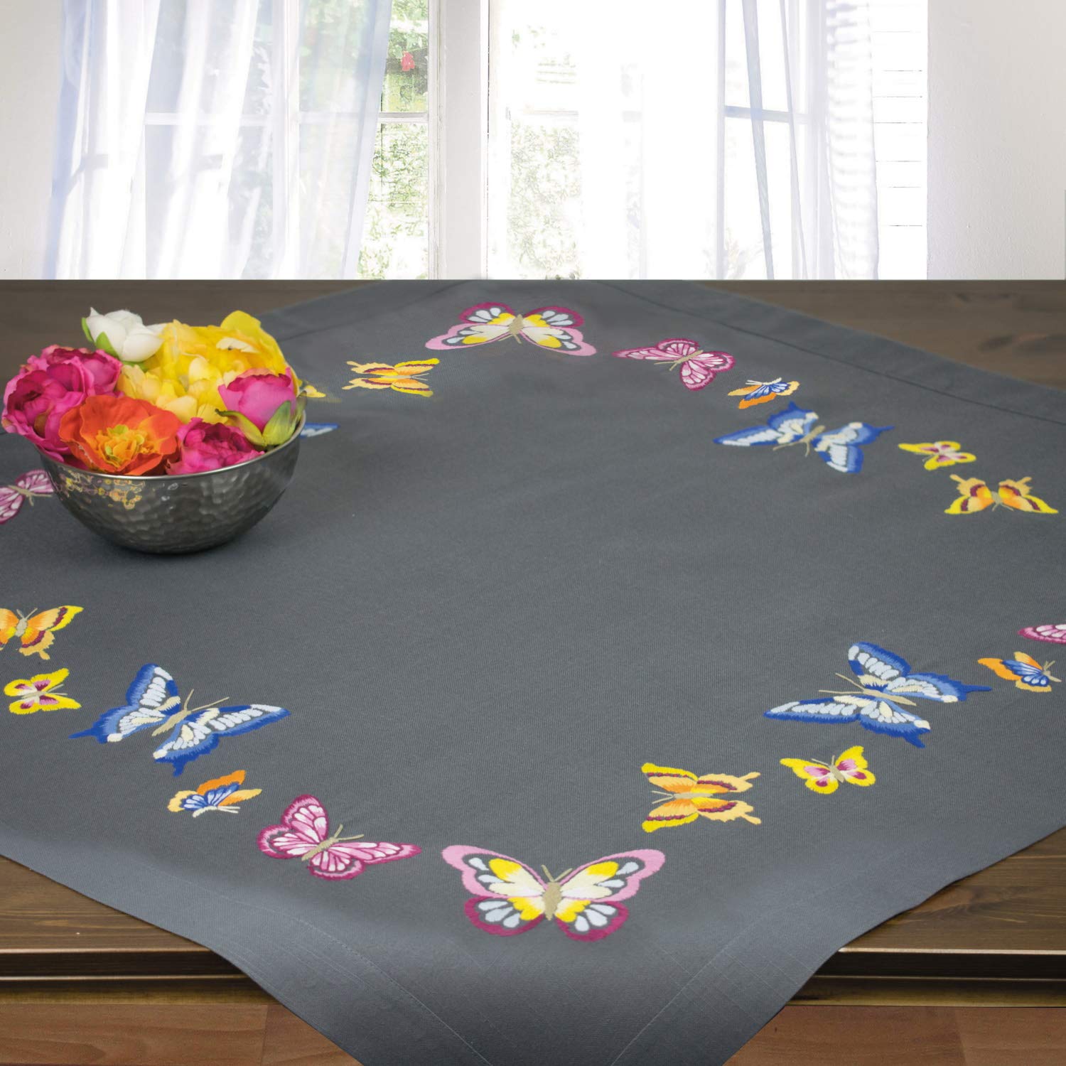 Ernst Schäfer Embroidery Kit Butterfly, Complete Tablecloth Set with Template for Adults