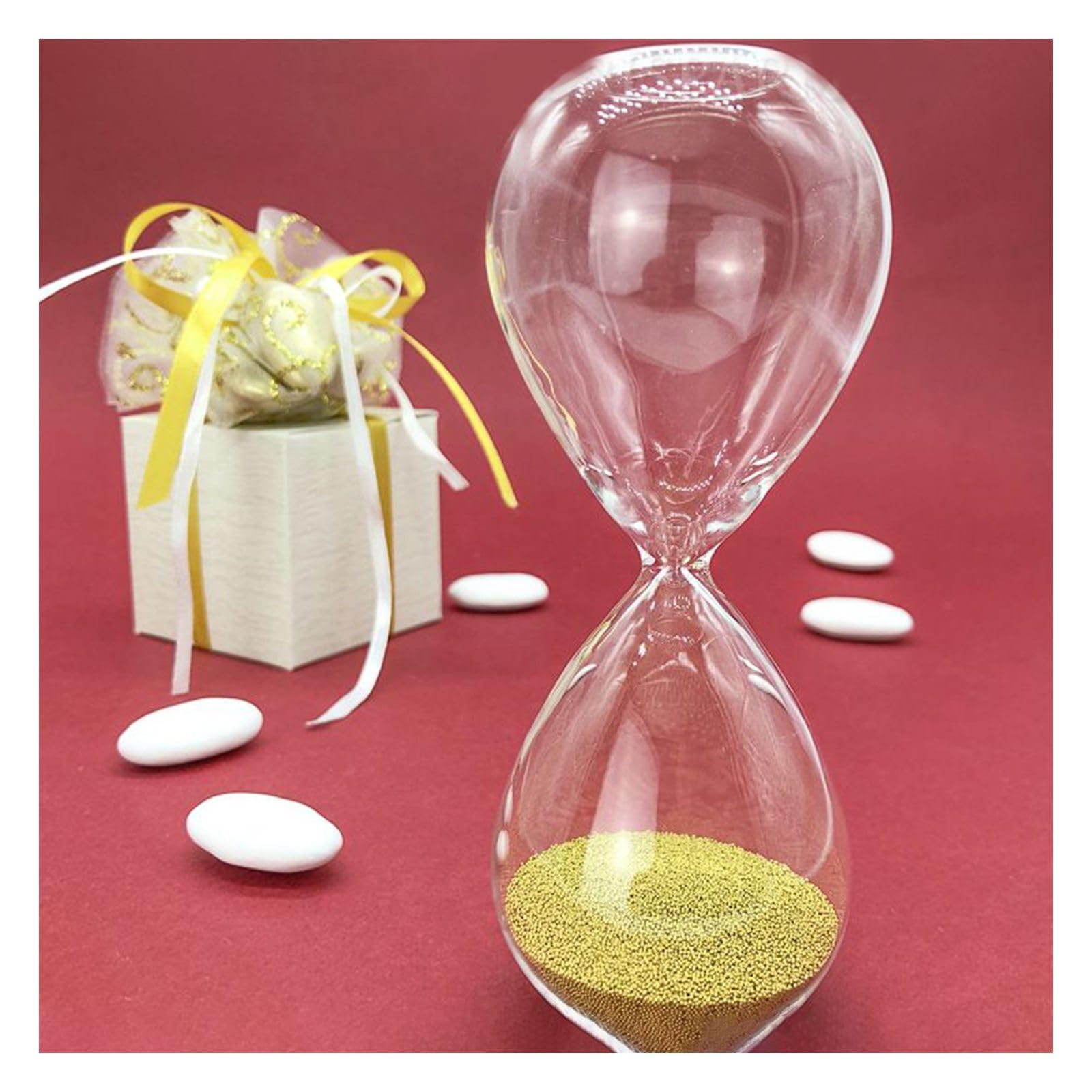 Wholesale and Saving Clear Glass Hourglass with Gold Beads in Two Sizes, Original Favors 50 Years Wedding, Wedding, Anniversary, (Large-Without Packaging)