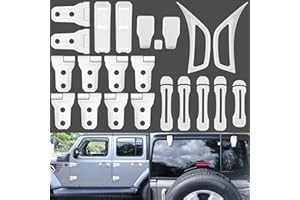 LAIKOU 22PCS Full Set Exterior Decoration Trim Kit fit for Jeep Wrangler JL JLU 2018-2022 | Side Vent Outlet Hood Door Hinge Handle Inserts Rear Window Hinge Rain Wiper Cover Accessories (White)