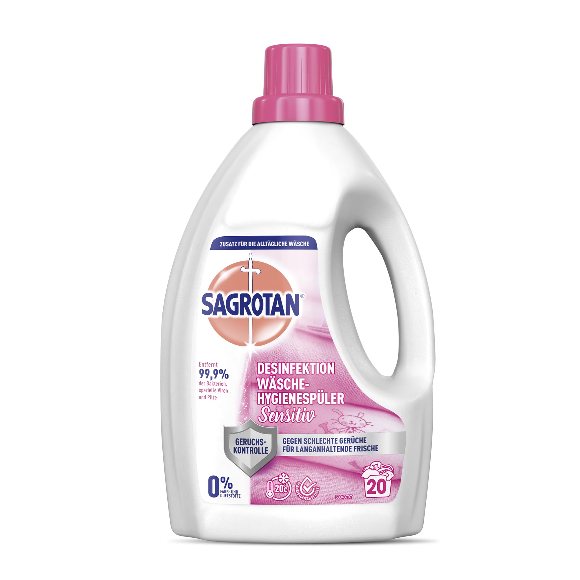 Sagrotan Wäsche-Hygienespüler Sensitiv 0% – Desinfektionsspüler für hygienisch saubere und frische, ohne Farb- und Duftstoffe – 4 x 1,5 l Reiniger im praktischen Vorteilspack 3
