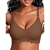Vertvie Womens Wireless Jelly Bra Push Up No Underwire Full Support Removable Straps (Halter/U/Cross) Seamless T-Shirt Bras