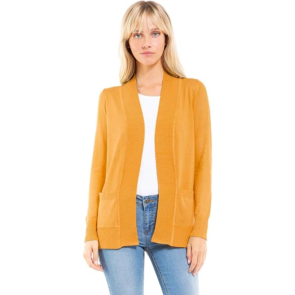 Women's Open Front Long Sleeve Knit Cardigan - Soft Viscose Classic Duster With Pockets