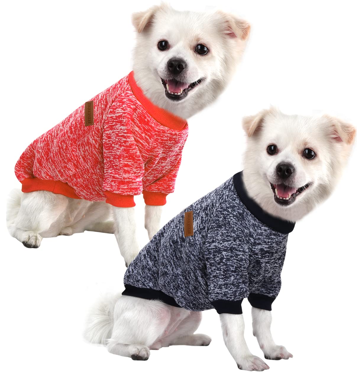 HuaLiSiJi Dog Christmas Jumper Dog Sweater Chihuahua Jumper Small Chihuahua Clothes Fleece Inside Soft Cozy, Colour Vibrant Easy to Take On and Off (Red+Navy Blue XS)