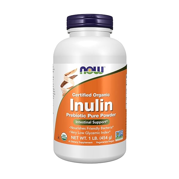 NOW FOODS SUPPLEMENTS, INULIN PREBIOTIC PURE POWDER, CERTIFIED ORGANIC, NON-GMO PROJECT VERIFIED, INTESTINAL SUPPORT*, 1-POUND