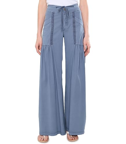 XCVI Womens Willow Wide Leg Stretch Poplin Pants Charcoal SM