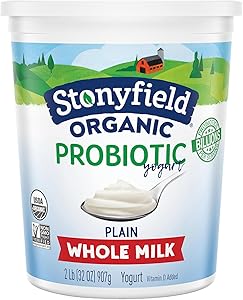 Stonyfield Organic Whole Milk Probiotic Yogurt, Plain, 32 oz. – Immunity & Digestive Health