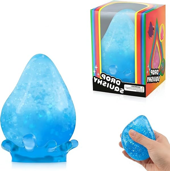 Dream Drop Squishy Stress Ball, Soft Water Drop Fidget Stress Ball Sensory, Malt Sugar Squishy Stress for Relief Anxiety (Blue) - 1