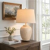 USumkky 25" Vintage Ceramic Table Lamp for Living Room Bedroom Retro White | Nightstand Lamps for Bedside, farmhouse end tabl