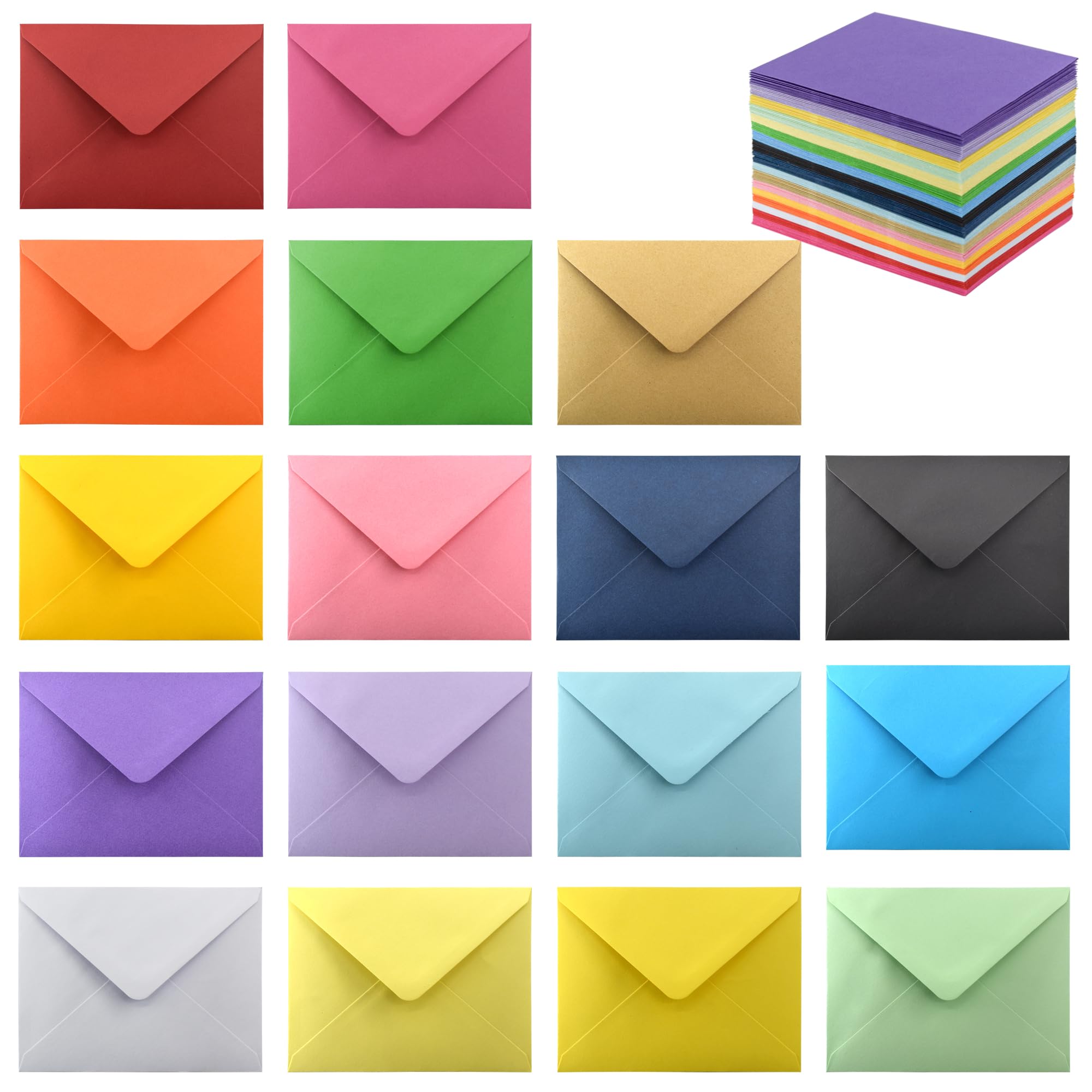 VANRA 170 Pack A2 Envelopes for Invitations Self Seal Colorful Envelopes Bulk for 4.25x5.5 Greeting Cards V Flap, Wedding Invitations, Photos, Graduation (17 Assorted Colors)