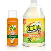 OdoBan Aroma Eliminator Set, Made in the USA, 10 Ounce 360-Degree Continuous Spray Natural Oil Real Citrus Air Freshener and 1 Gallon Multipurpose Disinfectant Cleaning Concentrate, Orange Scent