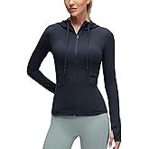 CRZ YOGA Butterluxe Hooded Athletic Jackets for Women - Full Zip Track Casual Tops with Thumb Holes Pockets