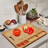 NIUXX Bamboo Cutting Board Extra Large with Compartments & Grooves 50x36x2 cm view 6