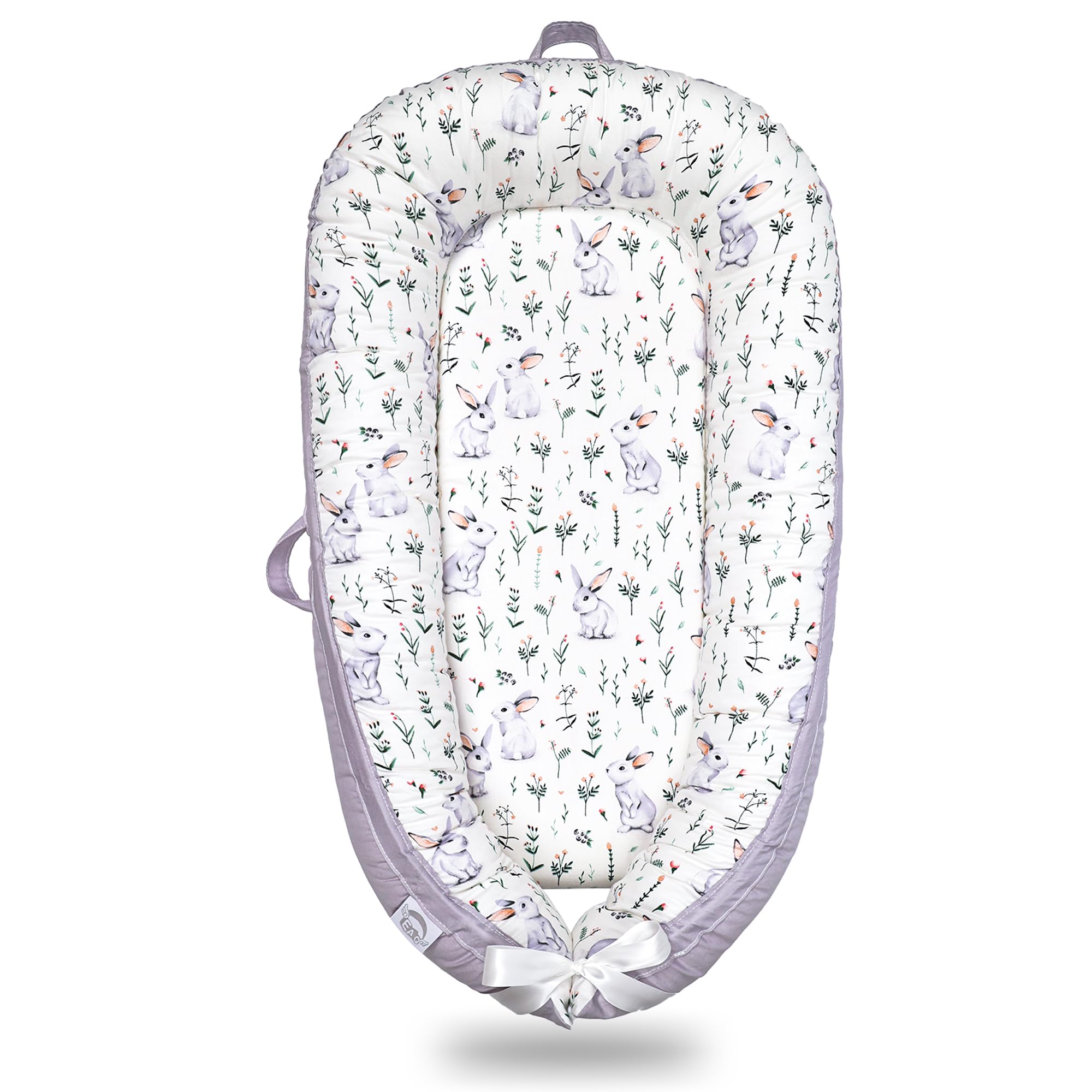 EAQ Baby Lounger Baby Nest for Co Sleeping Baby Bassinet Soft Breathable Perfect for Newborn Gift 100% Cotton Napping or Traveling for 0-12 Months (Rabbit)