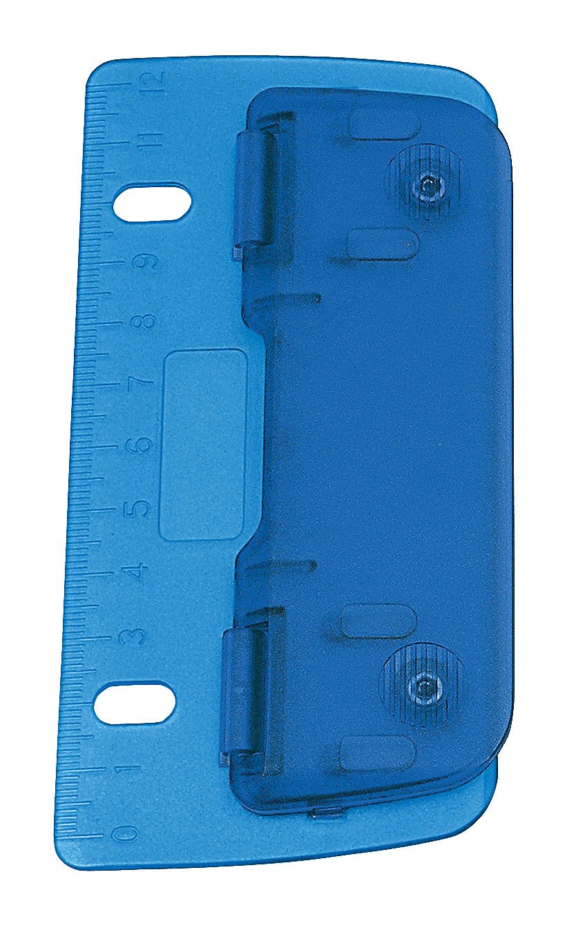 Wedo 67803 Pocket Hole Punch Plastic for Filing 8 cm Holes 2 Ages with 12 cm Scale Blue — image 1