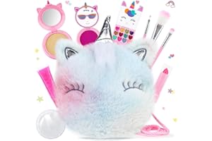 PERRYHOME Unicorn Cute Kids Makeup Set Washable Makeup Kit for Girl Gift with Mini Coin Purse - Real Cosmetic Non-Toxic Toddler Makeup Kit-Unicorn Toys for Girl - Birthday Unicorn Gift 3+（Colorful）