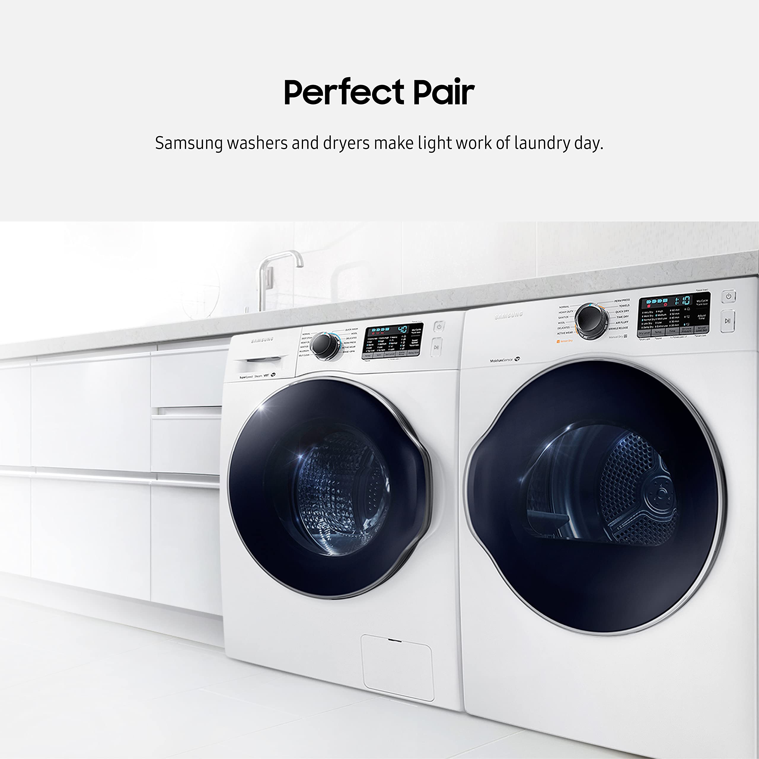 Samsung 4.0 cu. ft. Electric Dryer, Compact Clothes Drying Machine, Stackable for Small Spaces w/Sensor Dry, 12 Preset Cycles, Reversible Door, Internal Drum Light, DV25B6900EW/A2, White